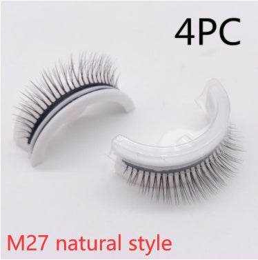 Reusable Mink Lashes - Luxurious 3D False Eyelashes M27 natural style Crystal box 4PCS