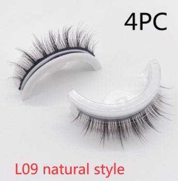 Reusable Mink Lashes - Luxurious 3D False Eyelashes L09 natural style Crystal box 4PCS