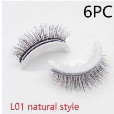 Reusable Mink Lashes - Luxurious 3D False Eyelashes L01 natural style Crystal box 6PCS