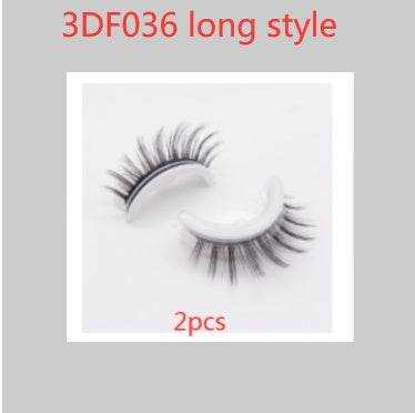 Reusable Mink Lashes - Luxurious 3D False Eyelashes 3DF036 long style PVC round box 2PCS