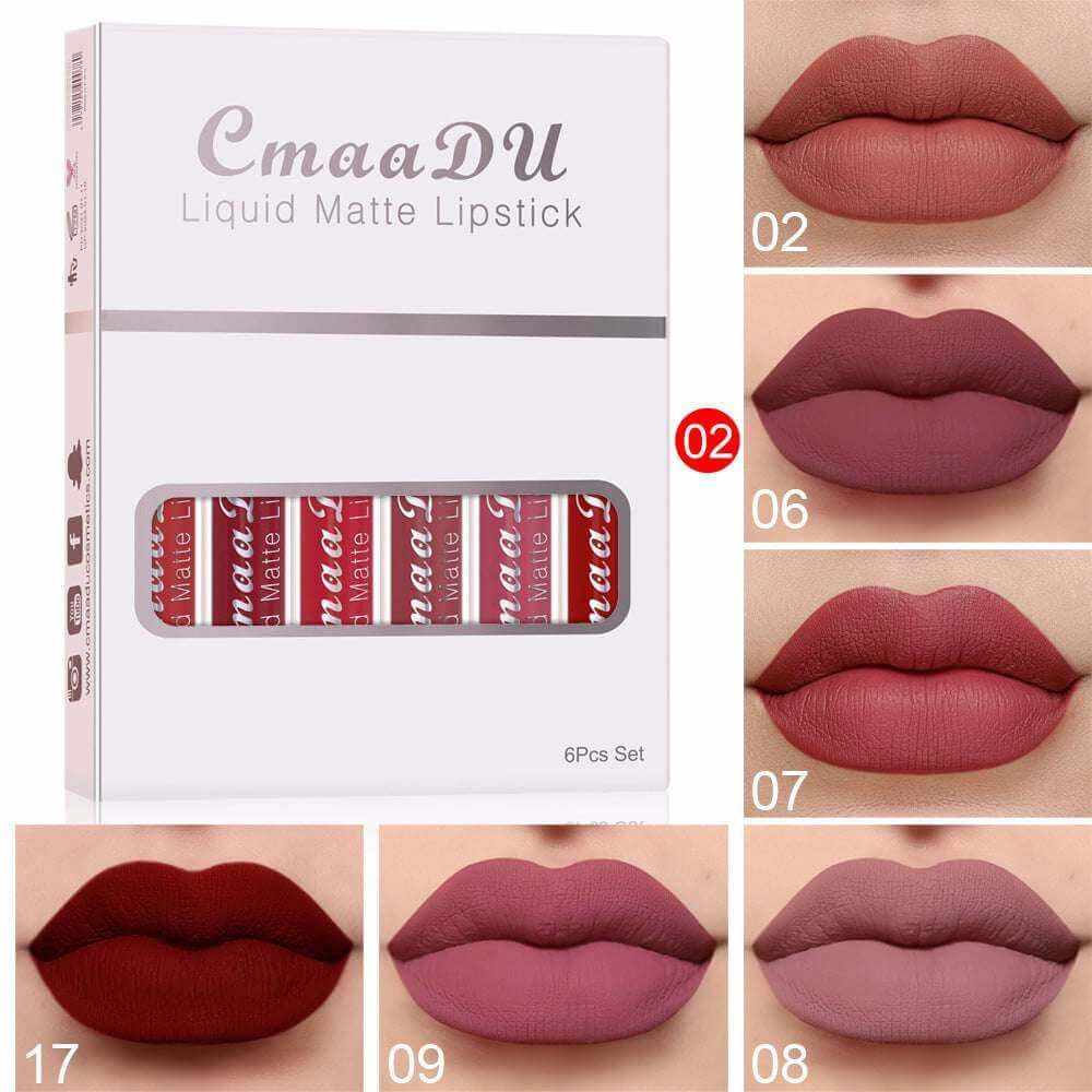 Elegant Matte Lipstick Collection - 6 Long-Lasting Shades B