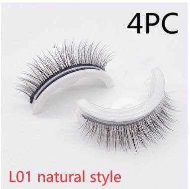 Reusable Mink Lashes - Luxurious 3D False Eyelashes L01 natural style Crystal box 4PCS