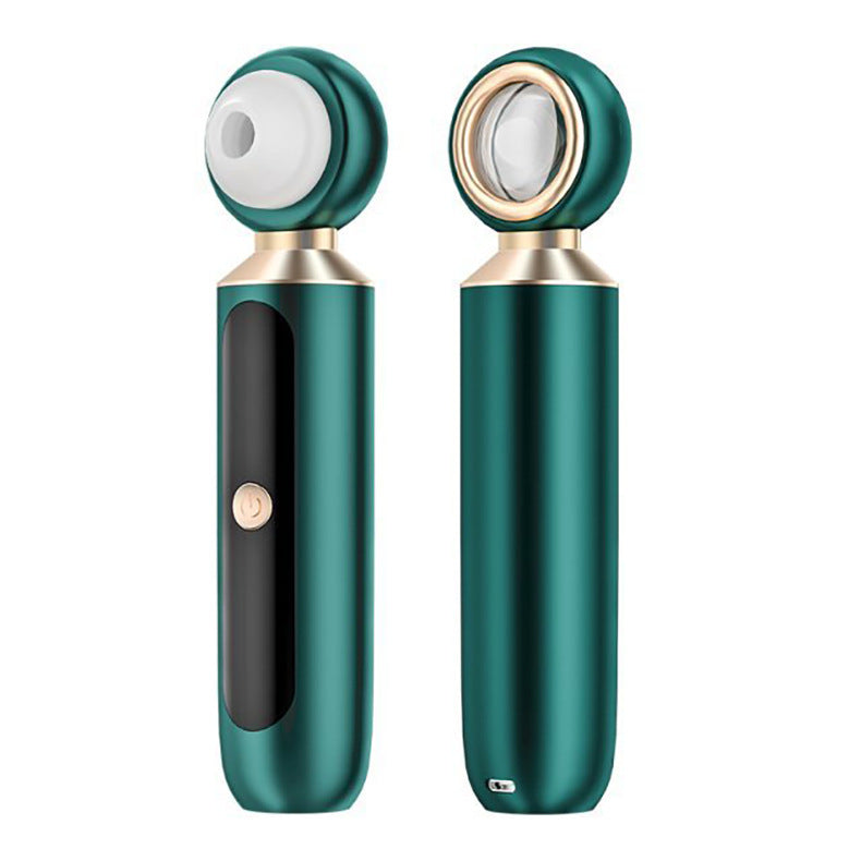 Portable Visual Blackhead Meter Household USB Electric Magnifying Glass in teal and gold color.