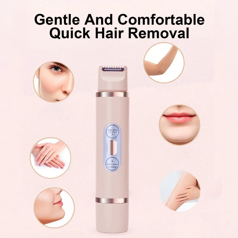 Dual-head electric shaver and painless epilator for easy, comfortable hair removal on face, bikini area, and body