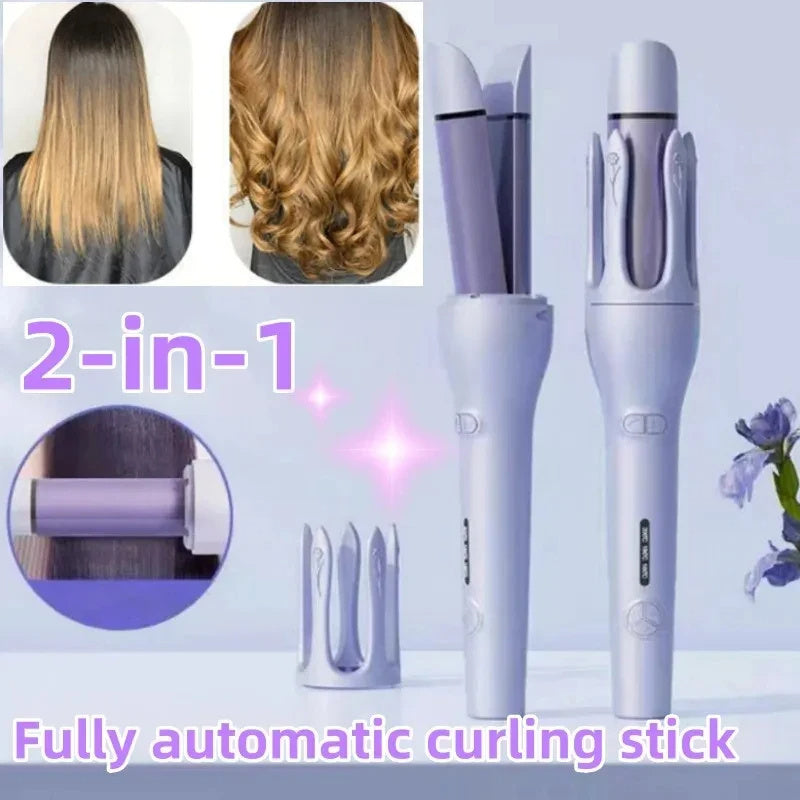 New 2 In 1 Automatic Hair Curler Straightener Negative Ion Electric Ceramic Tool