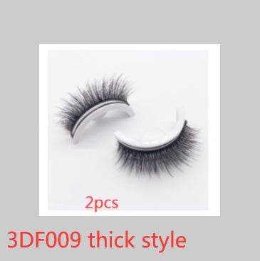 Reusable Mink Lashes - Luxurious 3D False Eyelashes 3DF009 thick style Crystal box 2PCS