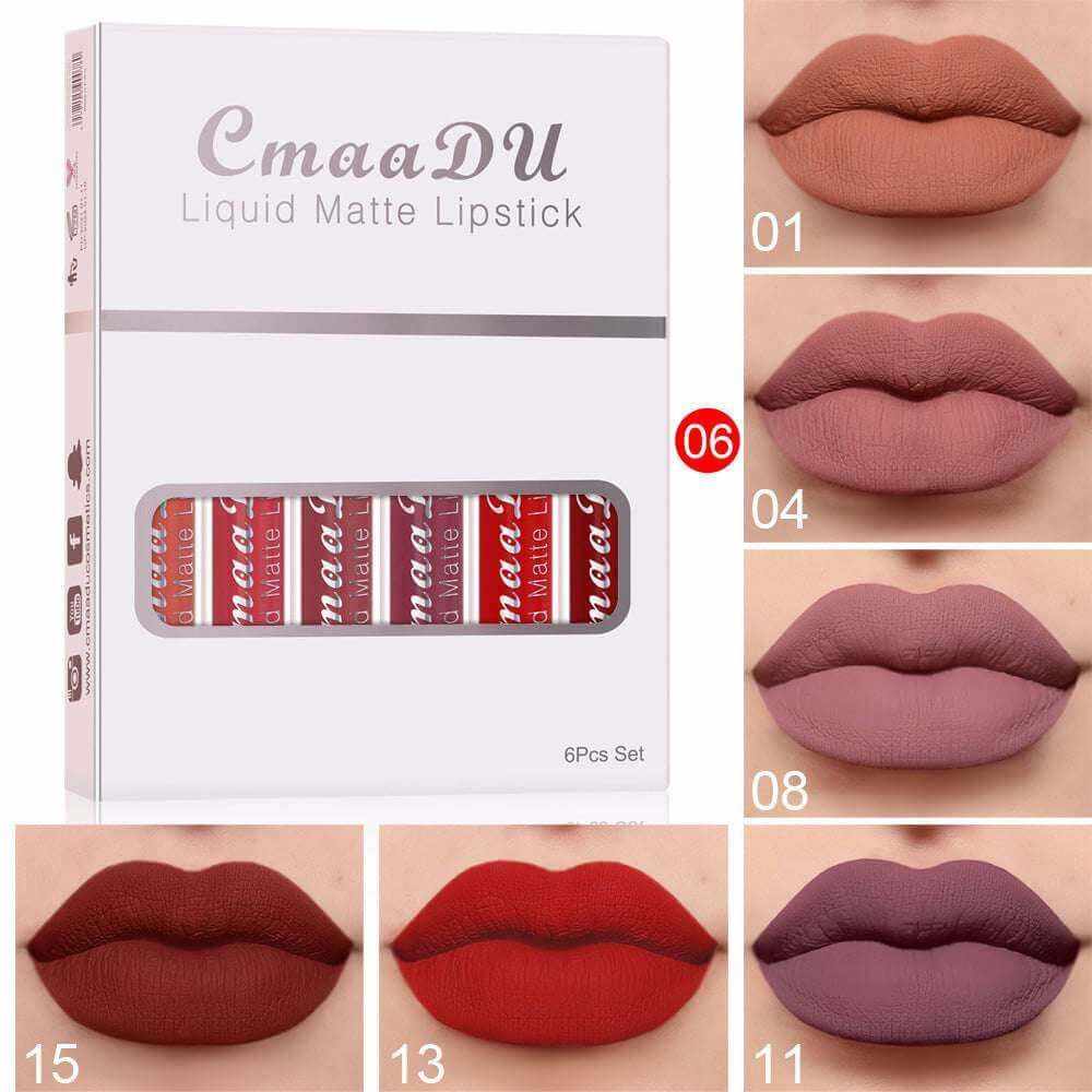 Elegant Matte Lipstick Collection - 6 Long-Lasting Shades F