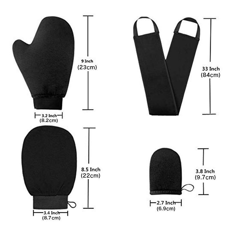 Self Tanning Mitt Applicator Kit - 4-in-1 self-tanning set with exfoliating glove in black design