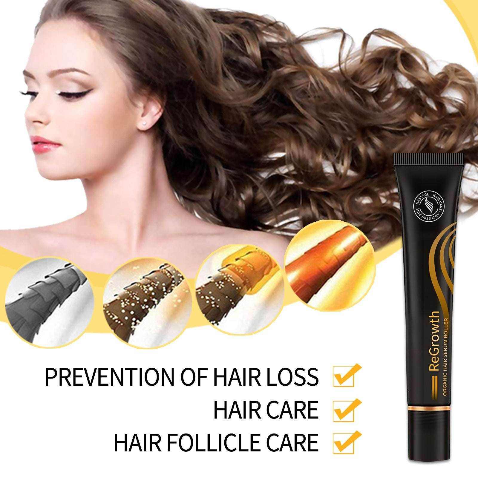 Organic Hair Regrowth Serum Roller Set - Natural Treatment