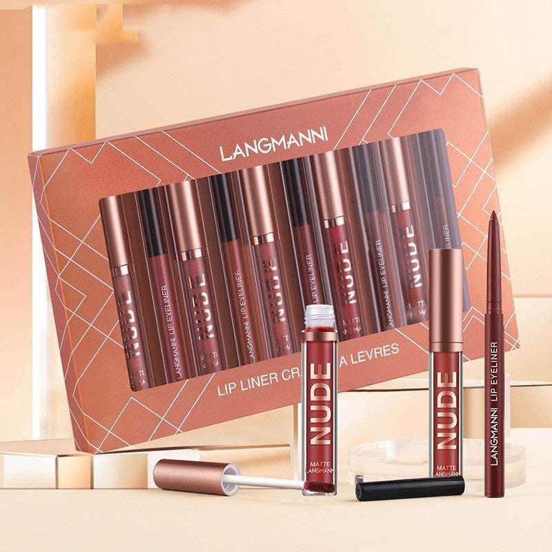 Matte Waterproof Lip Liner Set - 12 Pcs Collection As shown