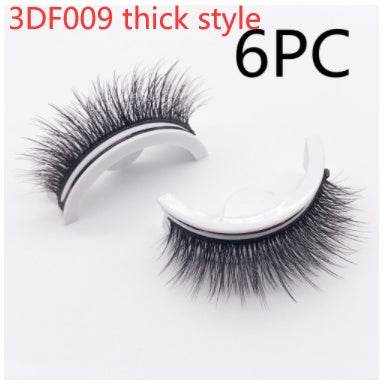 Reusable Mink Lashes - Luxurious 3D False Eyelashes 3DF009 thick style PVC round box 6PCS