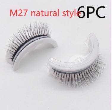 Reusable Mink Lashes - Luxurious 3D False Eyelashes M27 natural style PVC round box 6PCS